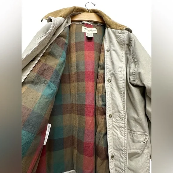 Vintage Eddie Bauer Chore Barn Coat Goose Down Liner Men’s Sz M Corduroy Collar - Picture 4 of 15